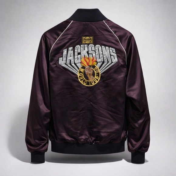 Vintage 1984 Jacksons World Tour Pepsi Satin Bomber Jacket Retro-M